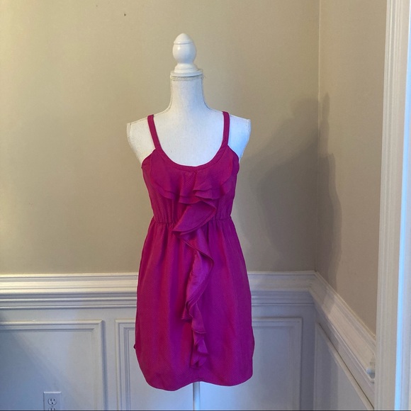 REBECCA TAYLOR Fushia Pink Silk Ruffle Mini Dress - Picture 12 of 12